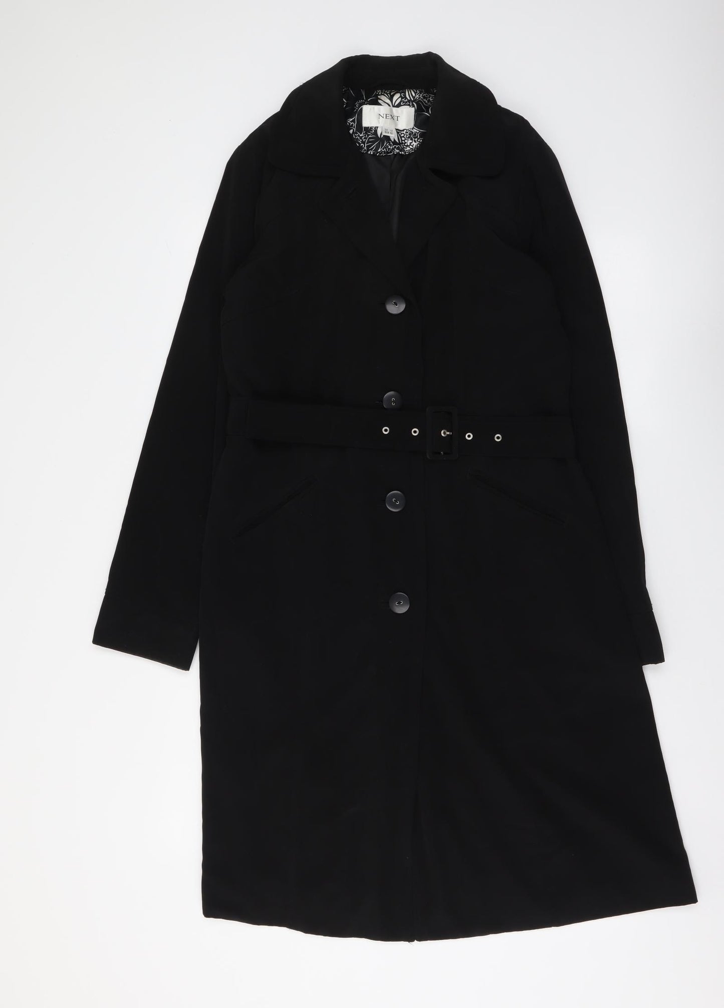 NEXT Womens Black Pea Coat Coat Size 12 Button