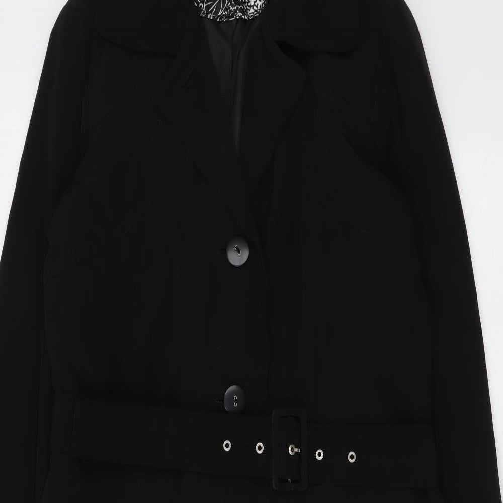 NEXT Womens Black Pea Coat Coat Size 12 Button