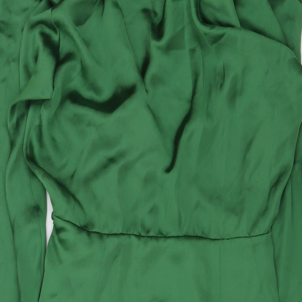 Zara Womens Green Polyester Shirt Dress Size XS Collared Zip