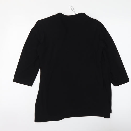 Anonymous Womens Black Polyester Basic Blouse Size 14 Round Neck