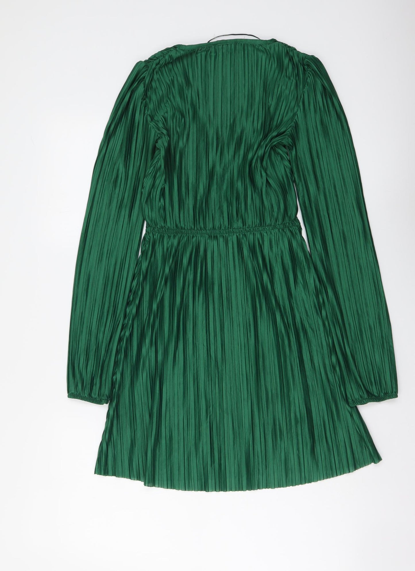Zara Womens Green Polyester Mini Size S V-Neck Pullover