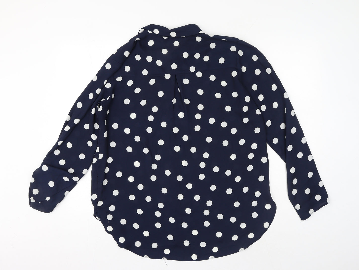 F&F Womens Blue Polka Dot Polyester Jersey Button-Up Size 16 Collared
