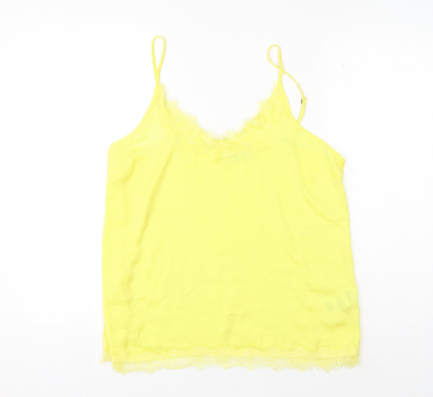 Saint Tropez Clothing Womens Yellow Polyester Camisole Tank Size L Scoop Neck - Lace Detail
