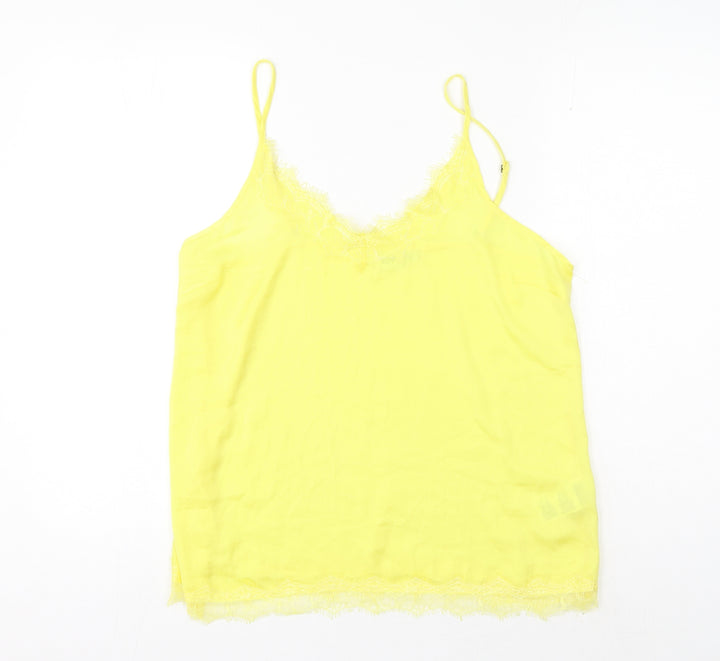 Saint Tropez Clothing Womens Yellow Polyester Camisole Tank Size L Scoop Neck - Lace Detail