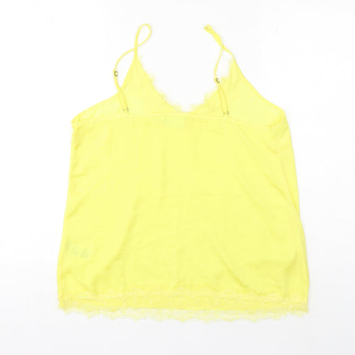 Saint Tropez Clothing Womens Yellow Polyester Camisole Tank Size L Scoop Neck - Lace Detail