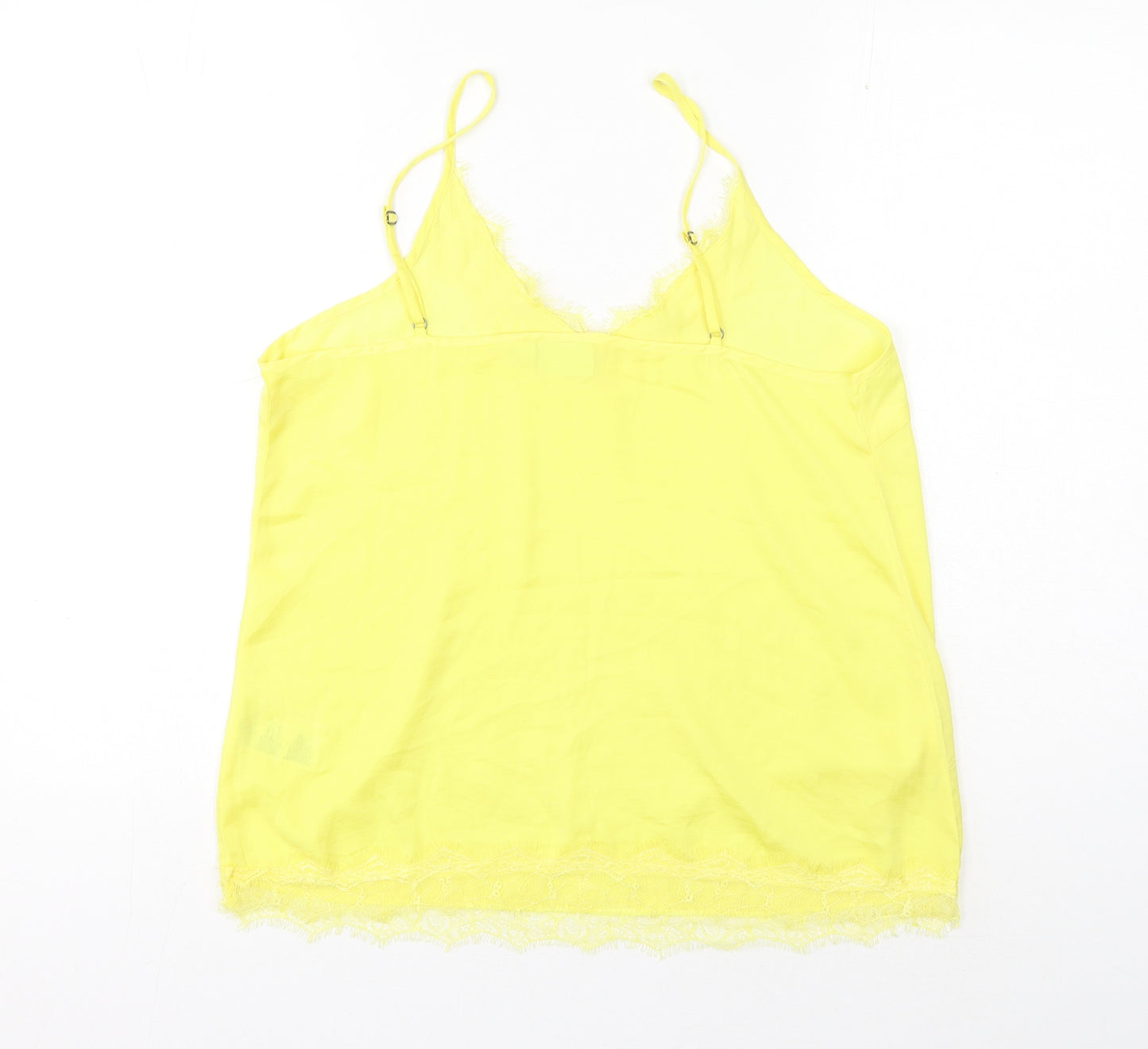 Saint Tropez Clothing Womens Yellow Polyester Camisole Tank Size L Scoop Neck - Lace Detail