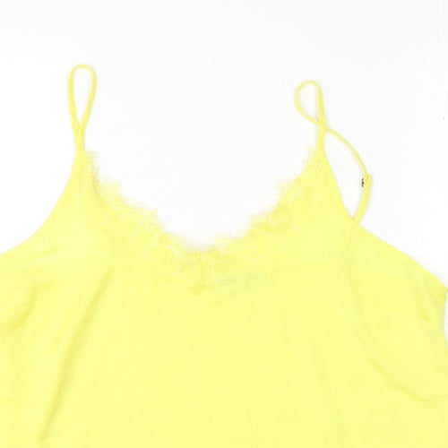 Saint Tropez Clothing Womens Yellow Polyester Camisole Tank Size L Scoop Neck - Lace Detail