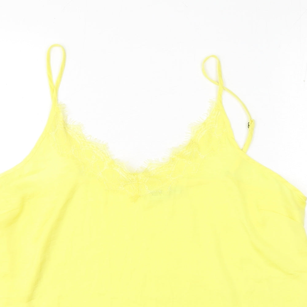 Saint Tropez Clothing Womens Yellow Polyester Camisole Tank Size L Scoop Neck - Lace Detail