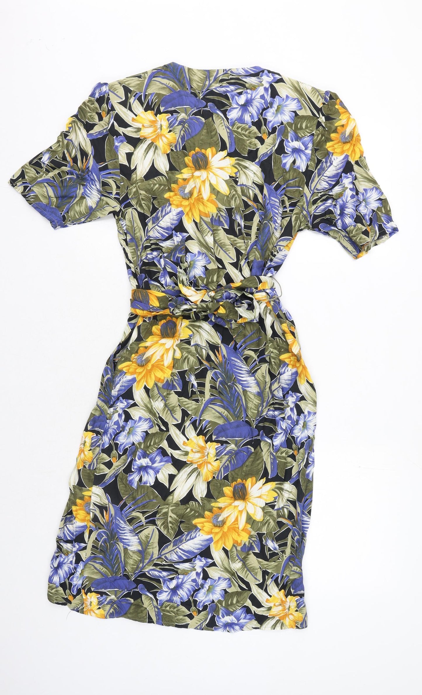 Richards Womens Multicoloured Floral Viscose A-Line Size 12 V-Neck Zip