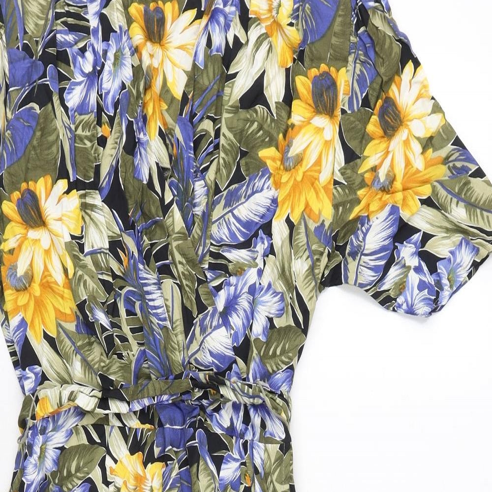 Richards Womens Multicoloured Floral Viscose A-Line Size 12 V-Neck Zip