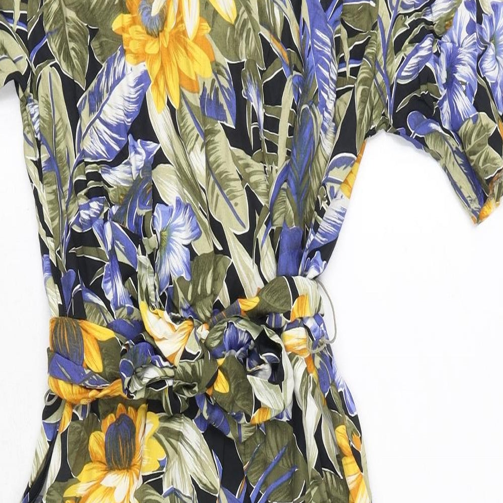 Richards Womens Multicoloured Floral Viscose A-Line Size 12 V-Neck Zip