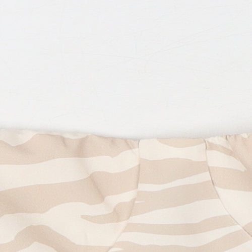 Boohoo Womens Beige Animal Print Polyester Cropped Tank Size 10 Off the Shoulder - Zebra Print