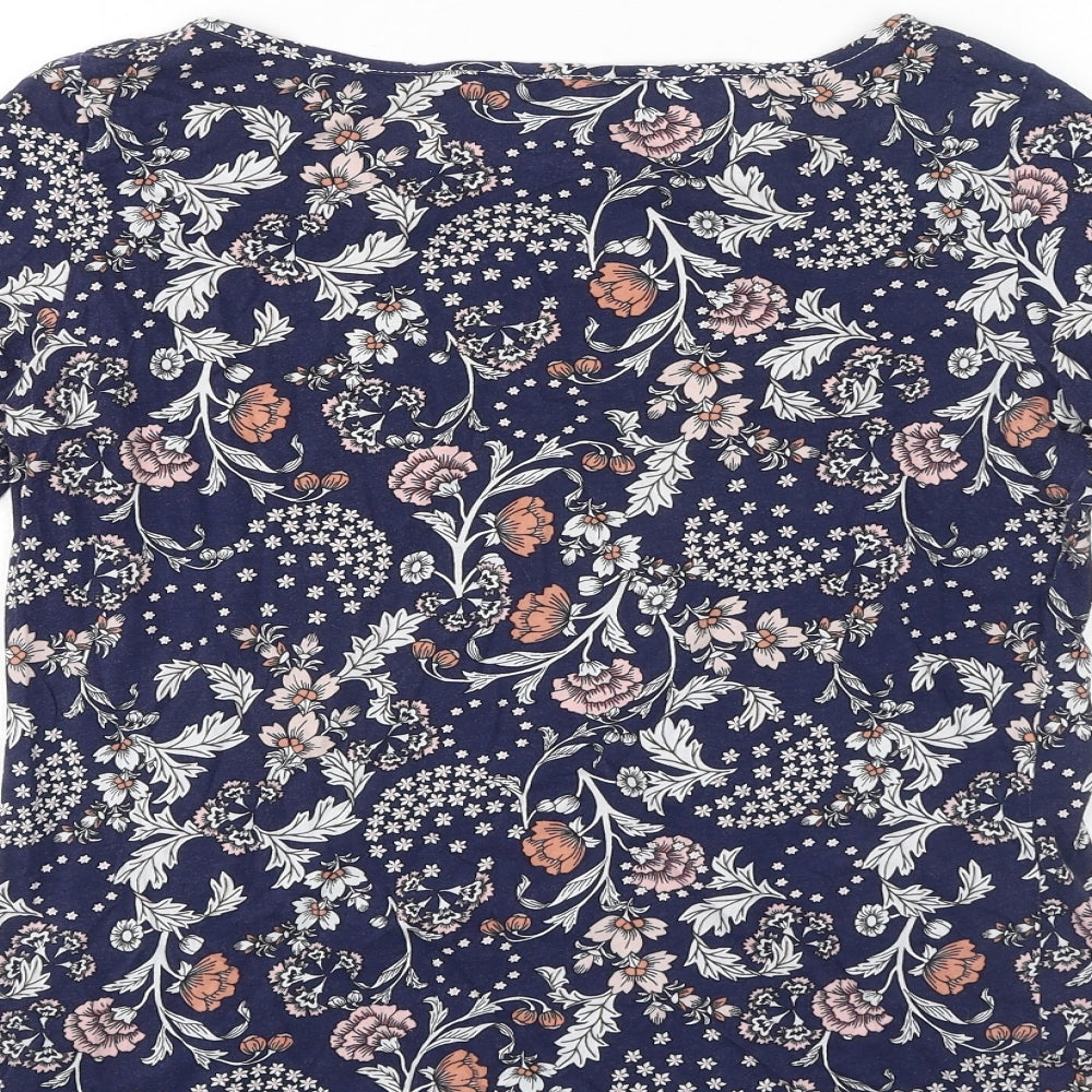 Dorothy Perkins Womens Multicoloured Floral Cotton Basic T-Shirt Size 14 Boat Neck