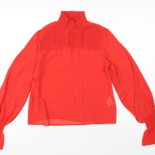Monki Womens Red Polyester Basic Blouse Size XS High Neck