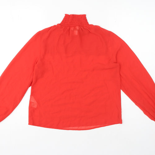 Monki Womens Red Polyester Basic Blouse Size XS High Neck