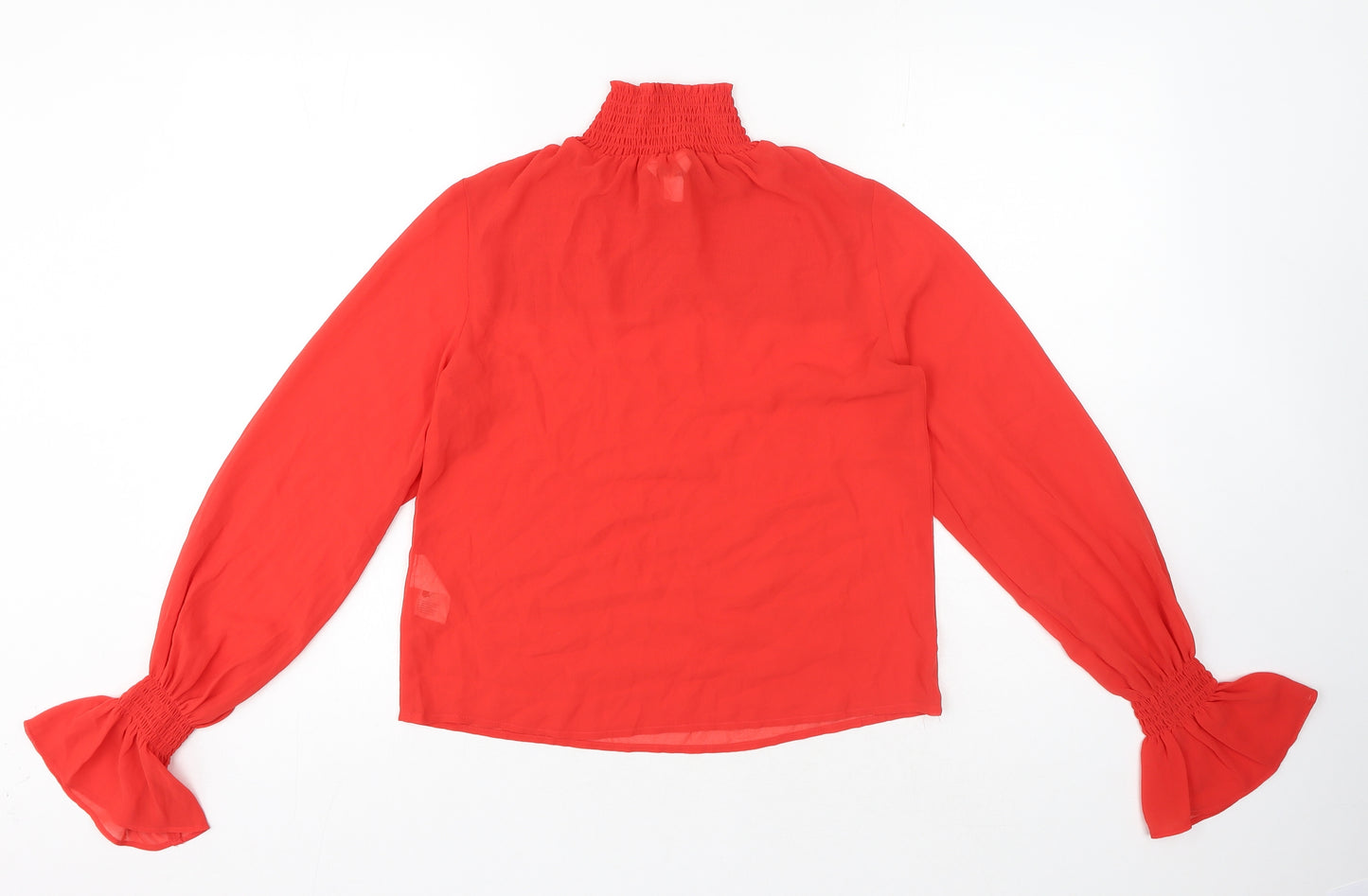 Monki Womens Red Polyester Basic Blouse Size XS High Neck