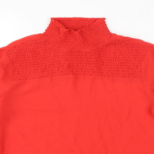 Monki Womens Red Polyester Basic Blouse Size XS High Neck