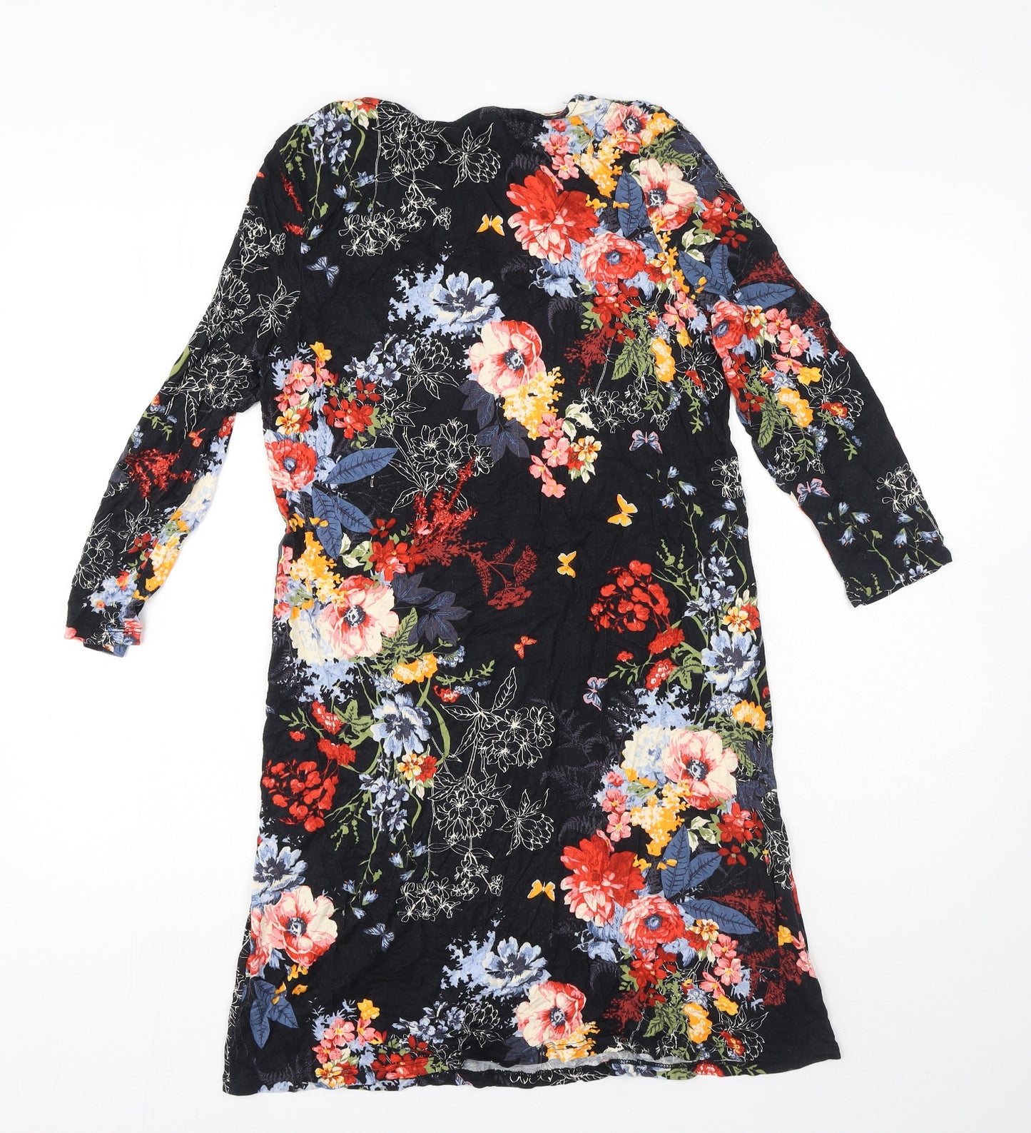 TU Womens Multicoloured Floral Polyester A-Line Size 14 Round Neck Pullover