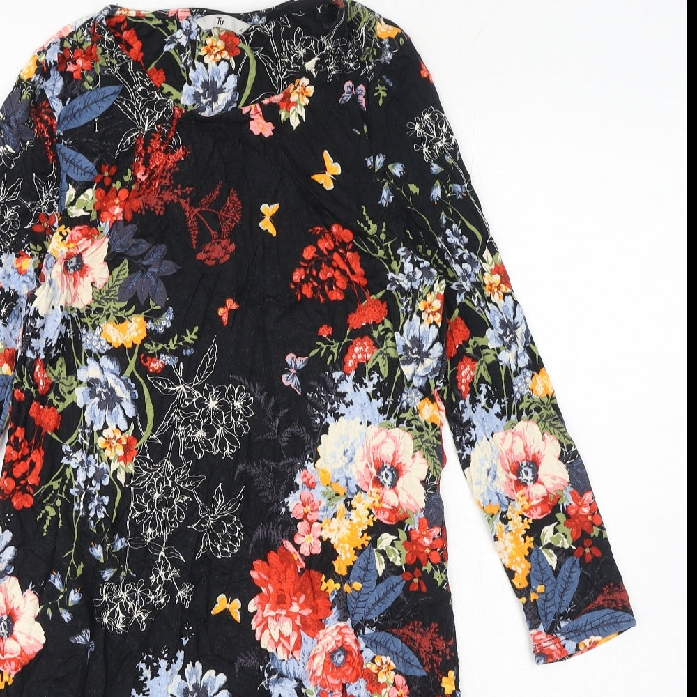TU Womens Multicoloured Floral Polyester A-Line Size 14 Round Neck Pullover