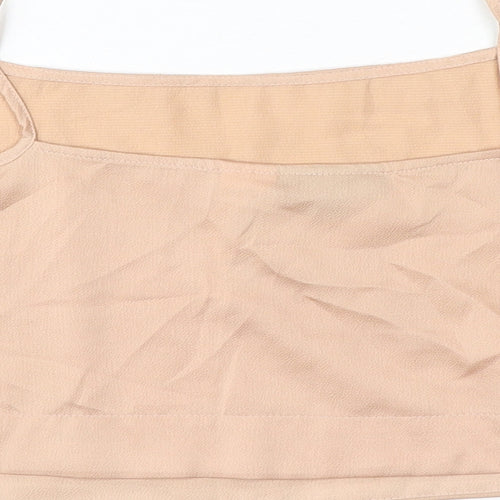 Topshop Womens Gold Polyester Cropped Tank Size 10 Square Neck - Tie Detail