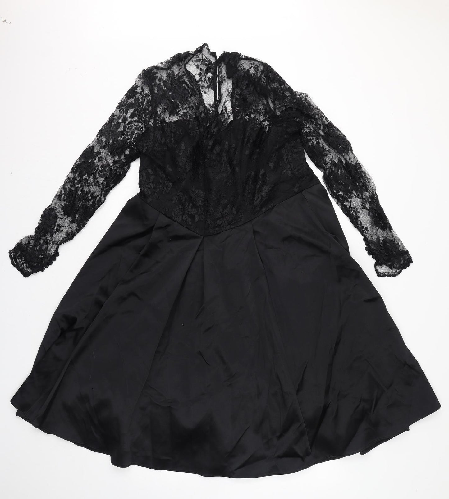 Debut Womens Black Polyester Ball Gown Size 18 V-Neck Zip - Lace Top