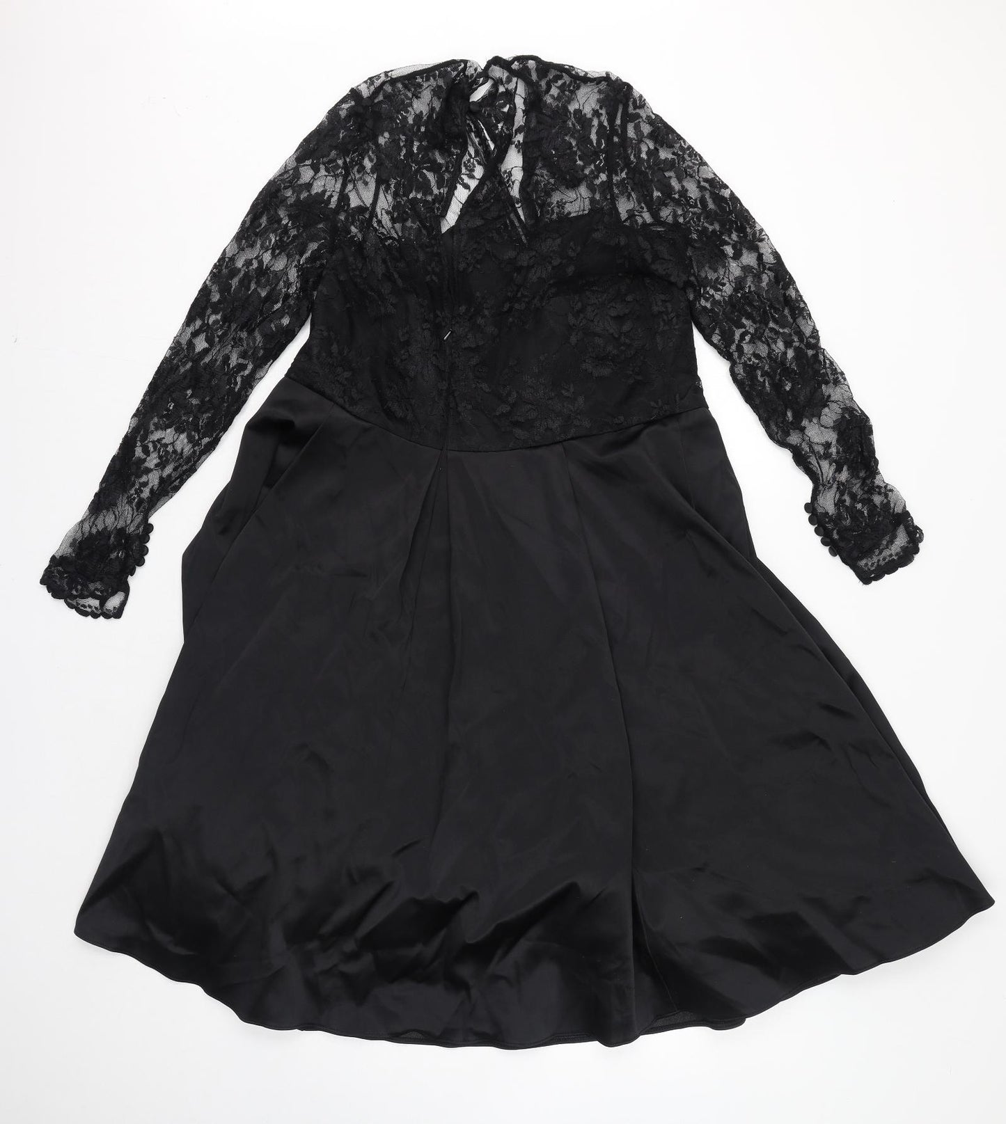 Debut Womens Black Polyester Ball Gown Size 18 V-Neck Zip - Lace Top
