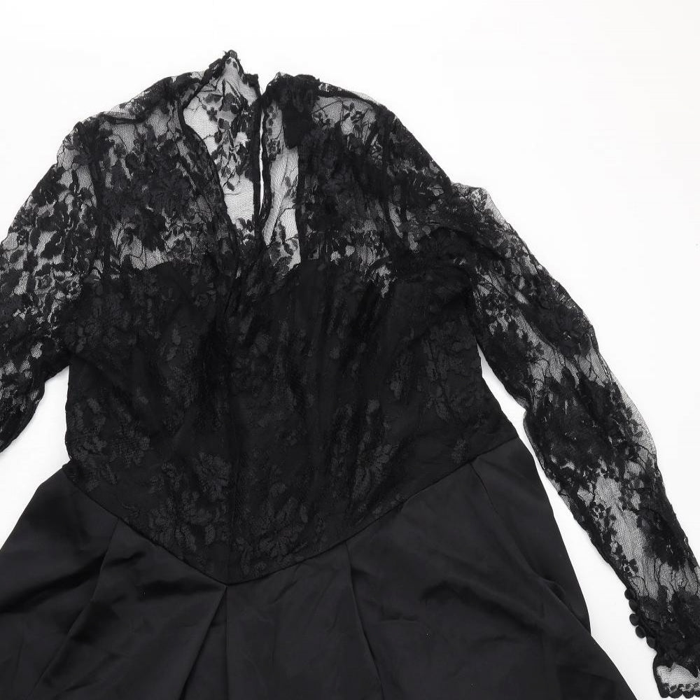 Debut Womens Black Polyester Ball Gown Size 18 V-Neck Zip - Lace Top