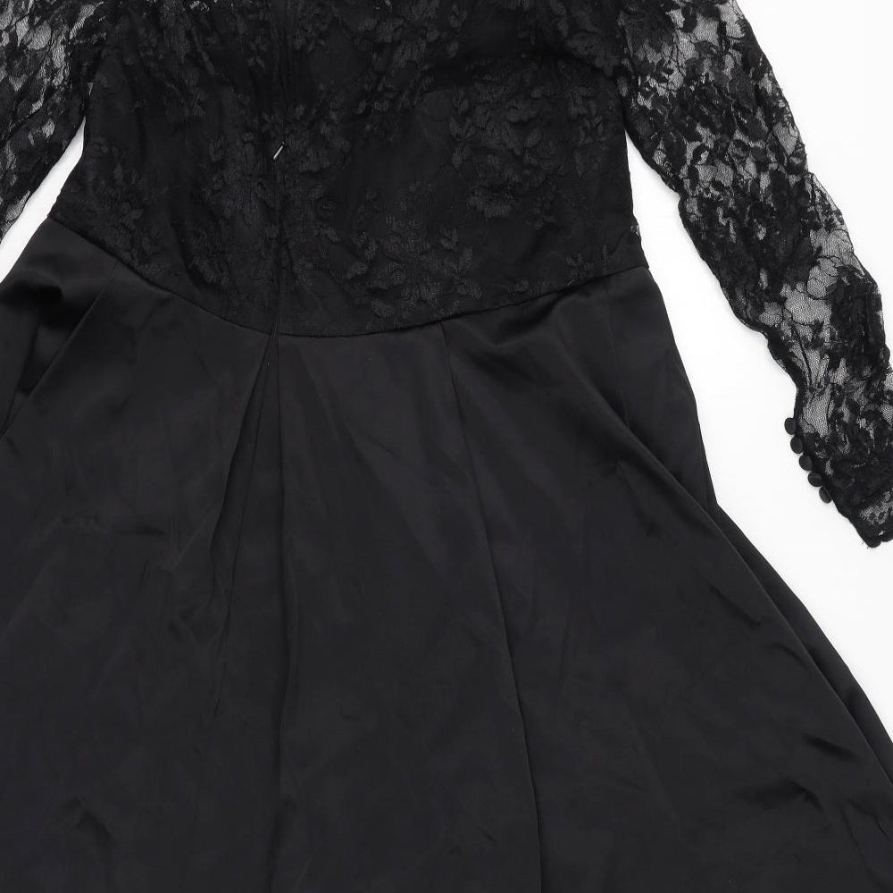 Debut Womens Black Polyester Ball Gown Size 18 V-Neck Zip - Lace Top