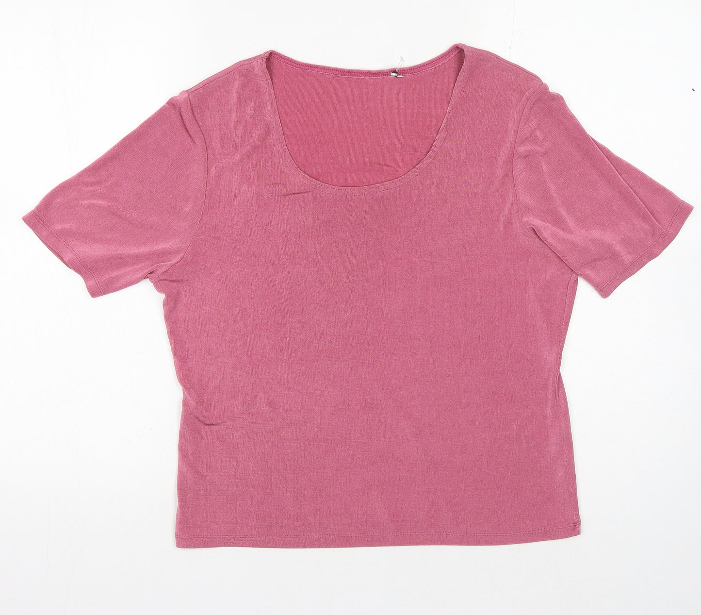 BHS Womens Pink Polyester Basic T-Shirt Size 16 Round Neck