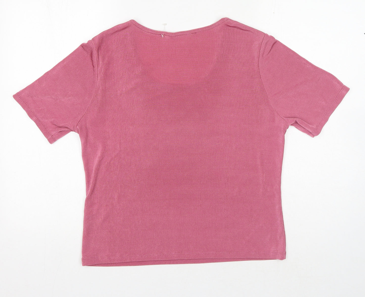 BHS Womens Pink Polyester Basic T-Shirt Size 16 Round Neck