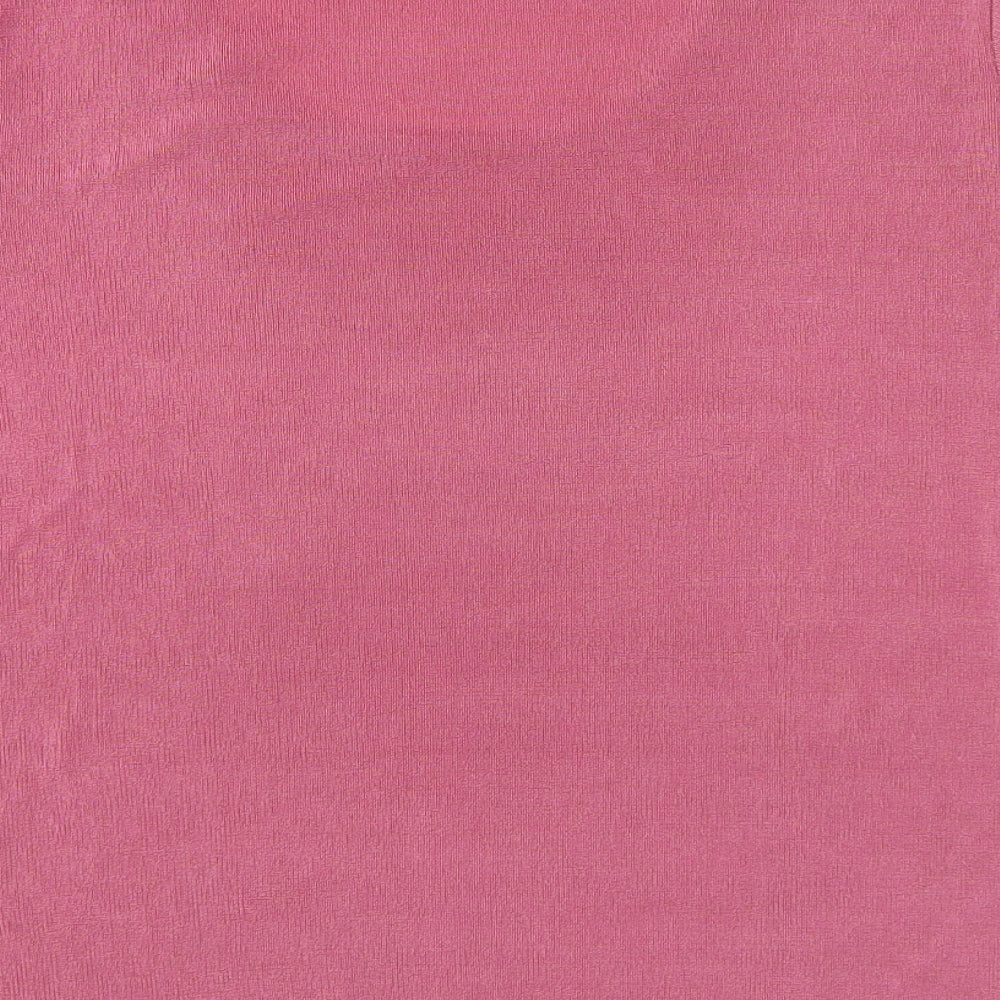 BHS Womens Pink Polyester Basic T-Shirt Size 16 Round Neck