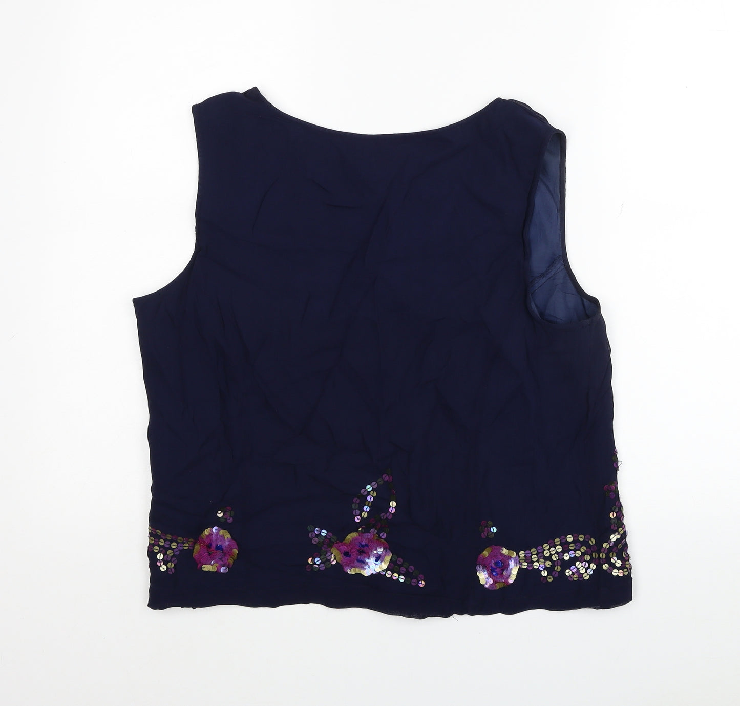 Laura Ashley Womens Blue Viscose Basic Blouse Size 16 Round Neck