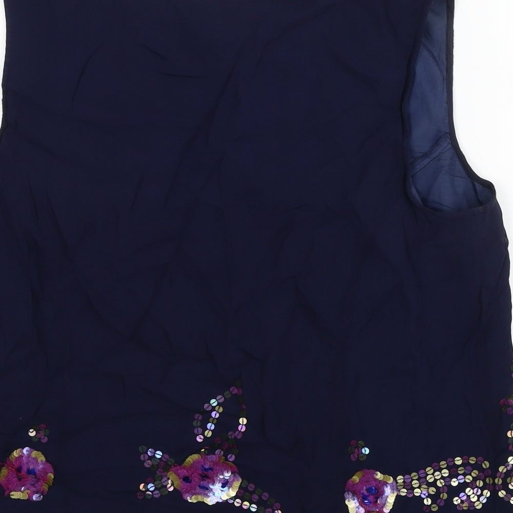 Laura Ashley Womens Blue Viscose Basic Blouse Size 16 Round Neck