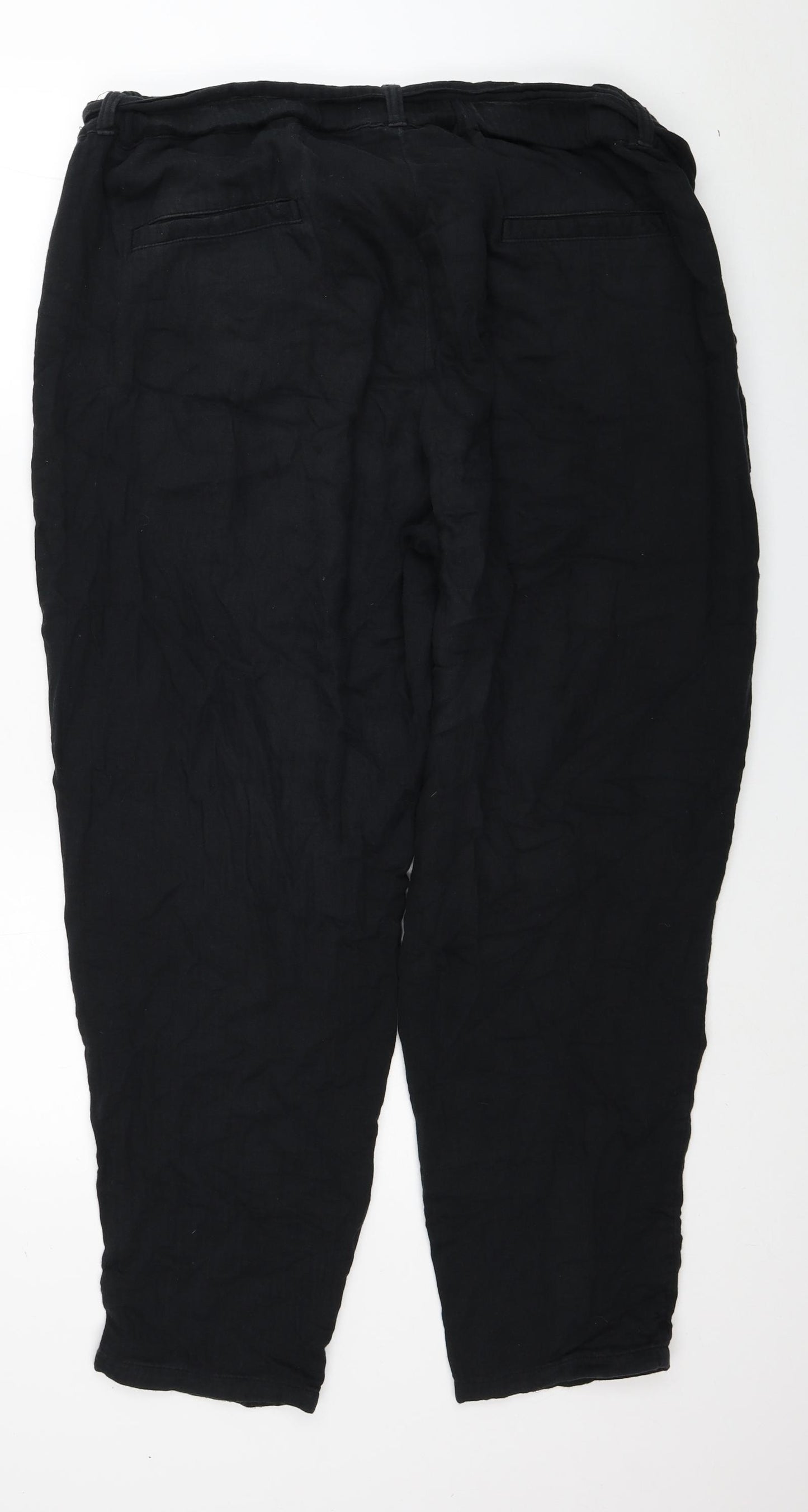 Per Una Womens Black Cotton Capri Trousers Size 20 L28 in Regular Button