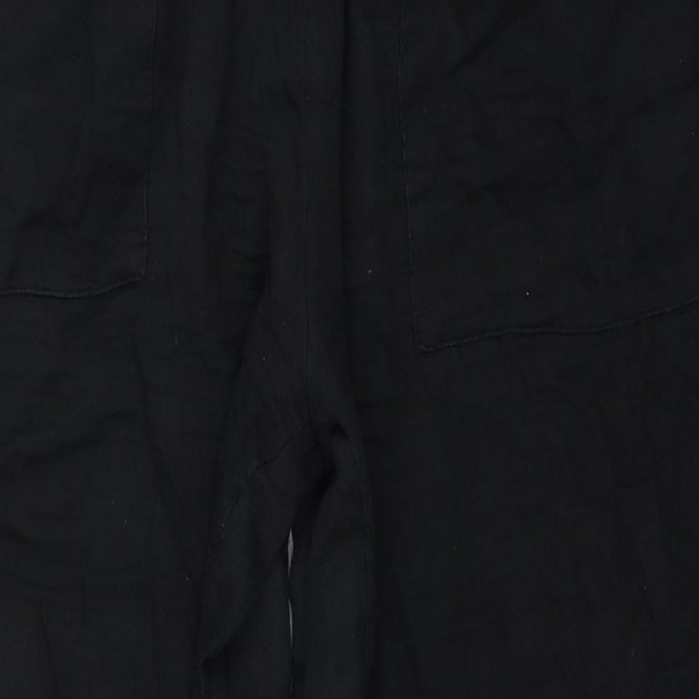 Per Una Womens Black Cotton Capri Trousers Size 20 L28 in Regular Button