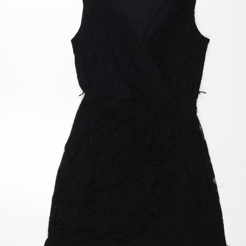 Yuni Womens Black Cotton Fit & Flare Size 10 V-Neck Pullover