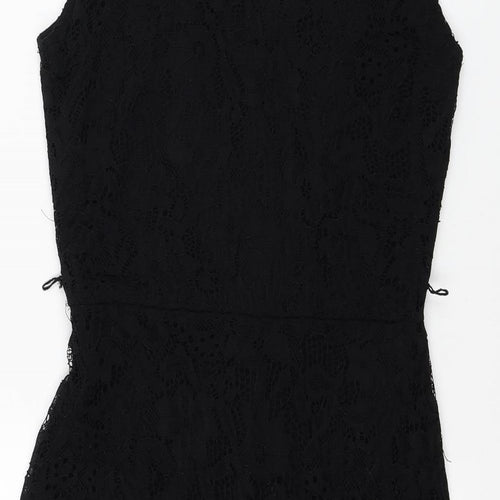 Yuni Womens Black Cotton Fit & Flare Size 10 V-Neck Pullover
