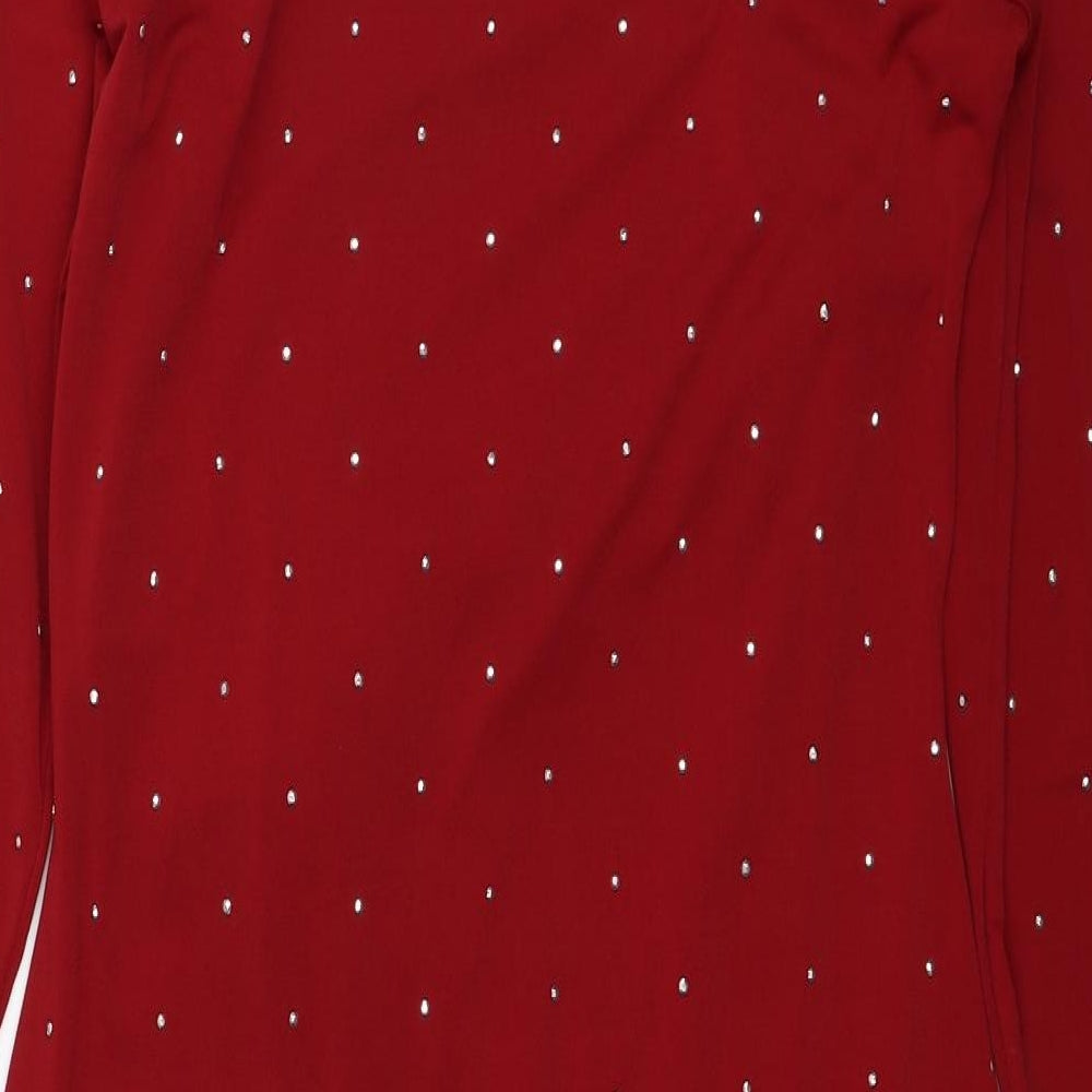 Roman Womens Red Plaid Polyester A-Line Size 14 Boat Neck Pullover - Knot detail