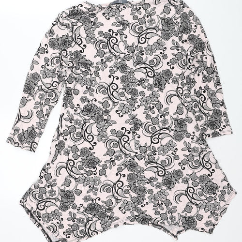 BHS Womens Pink Paisley Viscose Basic Blouse Size 14 V-Neck