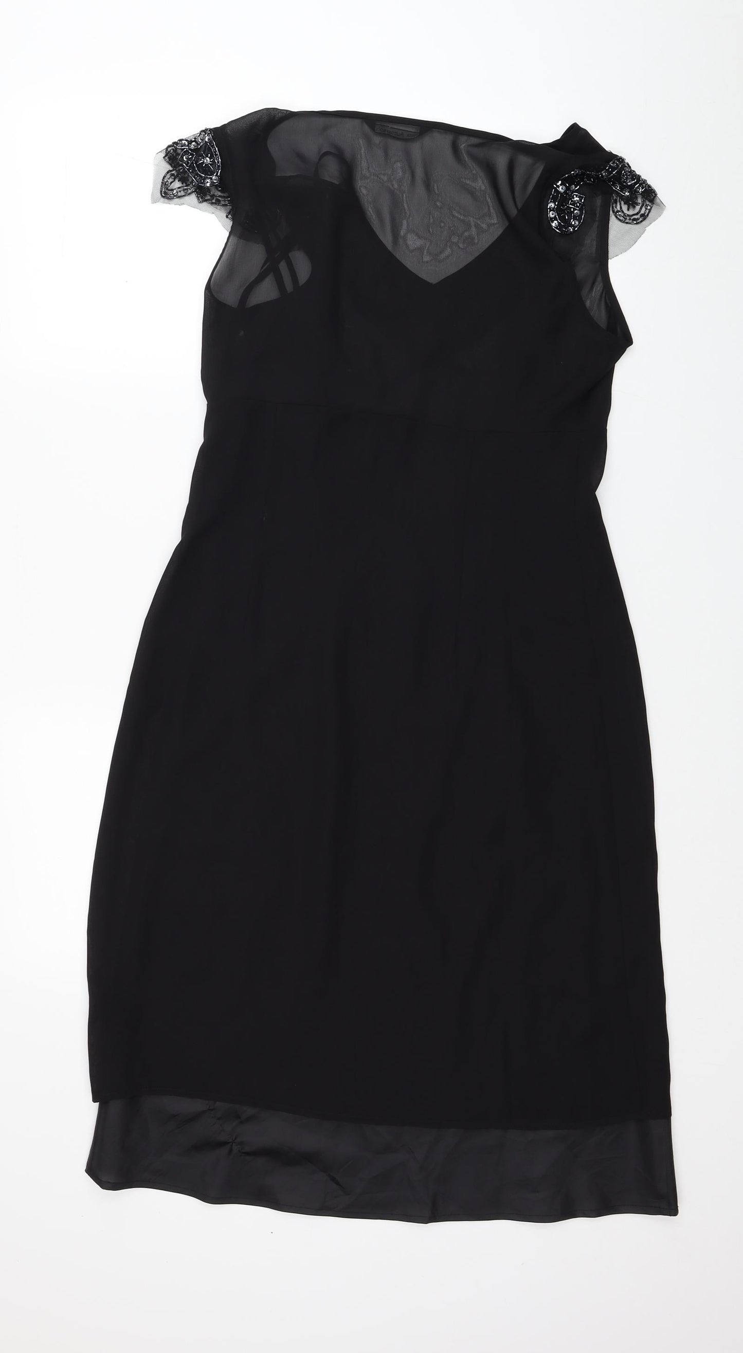 Autograph Womens Black Polyester A-Line Size 10 V-Neck Zip