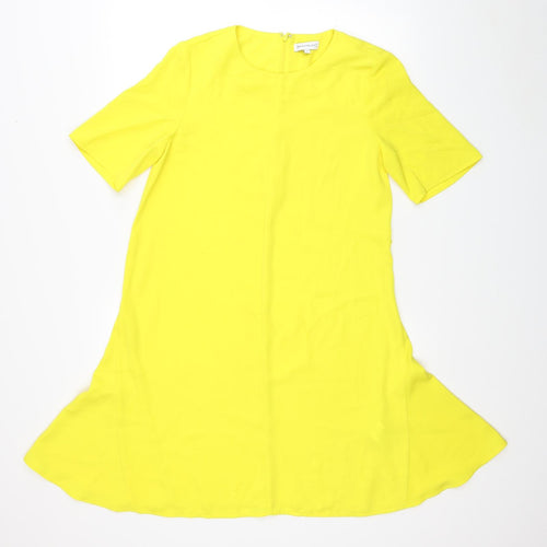 Warehouse Womens Yellow Polyester A-Line Size 10 Round Neck Zip