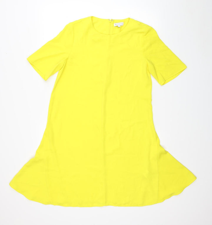 Warehouse Womens Yellow Polyester A-Line Size 10 Round Neck Zip