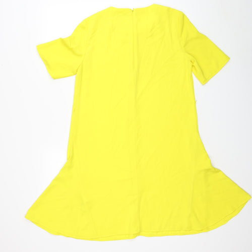 Warehouse Womens Yellow Polyester A-Line Size 10 Round Neck Zip