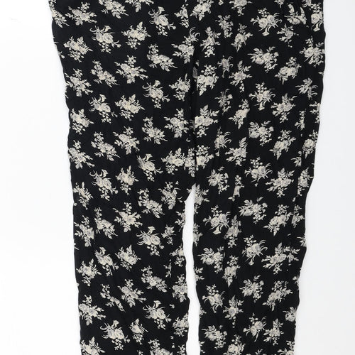 New Look Womens Black Floral Viscose Harem Trousers Size 10 L20 in Regular