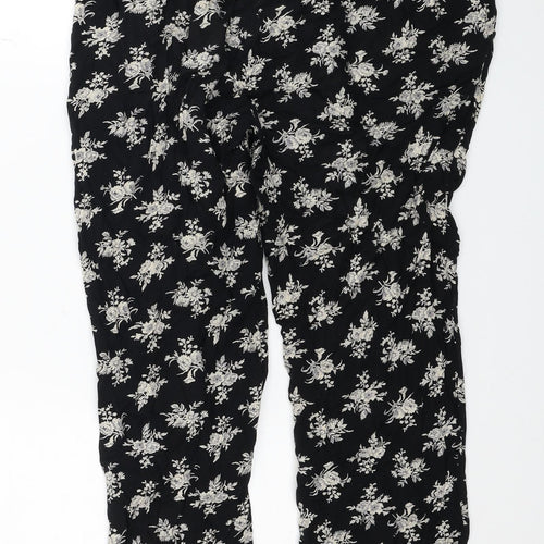 New Look Womens Black Floral Viscose Harem Trousers Size 10 L20 in Regular
