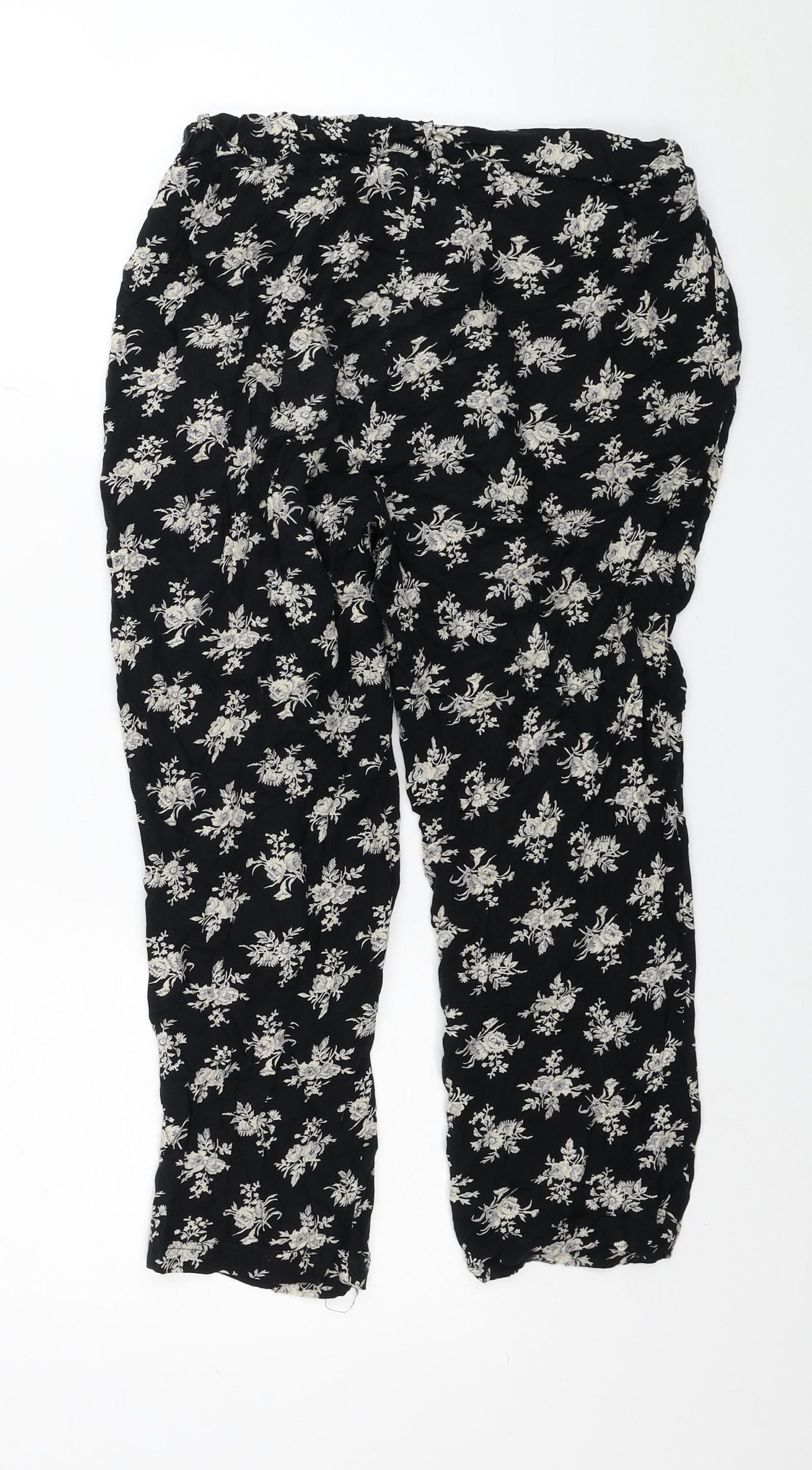 New Look Womens Black Floral Viscose Harem Trousers Size 10 L20 in Regular