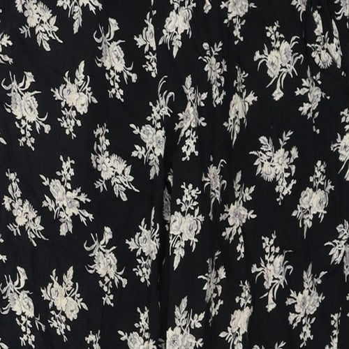 New Look Womens Black Floral Viscose Harem Trousers Size 10 L20 in Regular