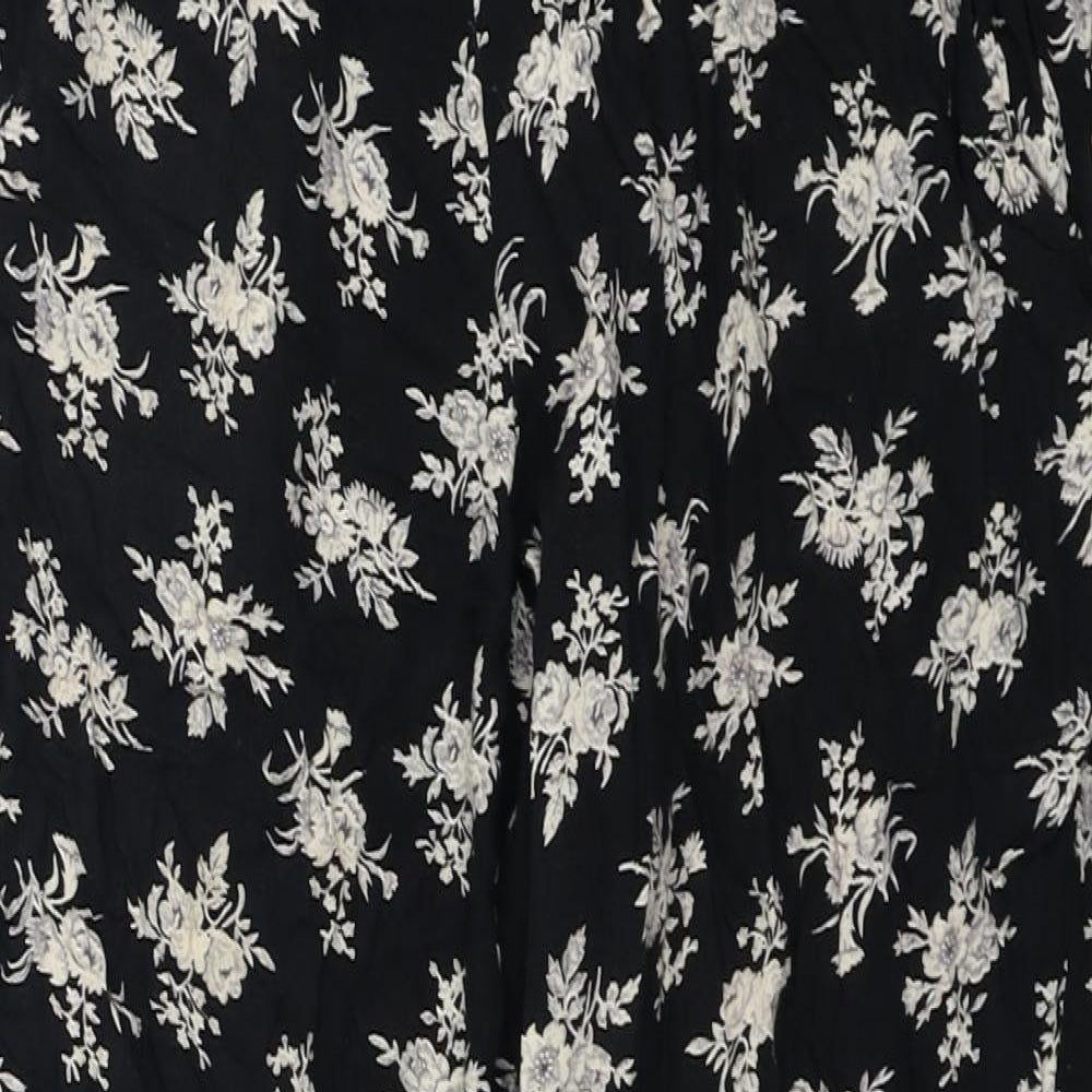 New Look Womens Black Floral Viscose Harem Trousers Size 10 L20 in Regular