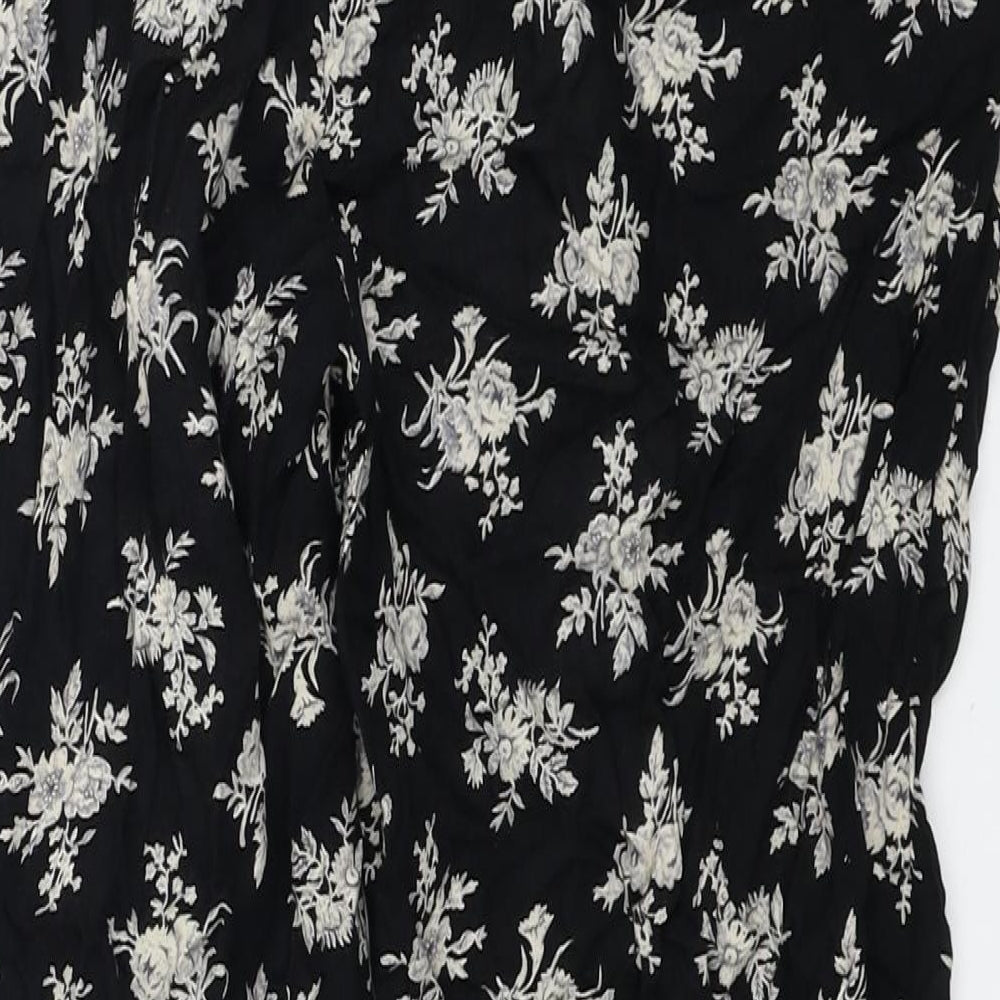 New Look Womens Black Floral Viscose Harem Trousers Size 10 L20 in Regular
