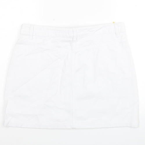 Matalan Womens White Cotton Mini Skirt Size 14 Zip